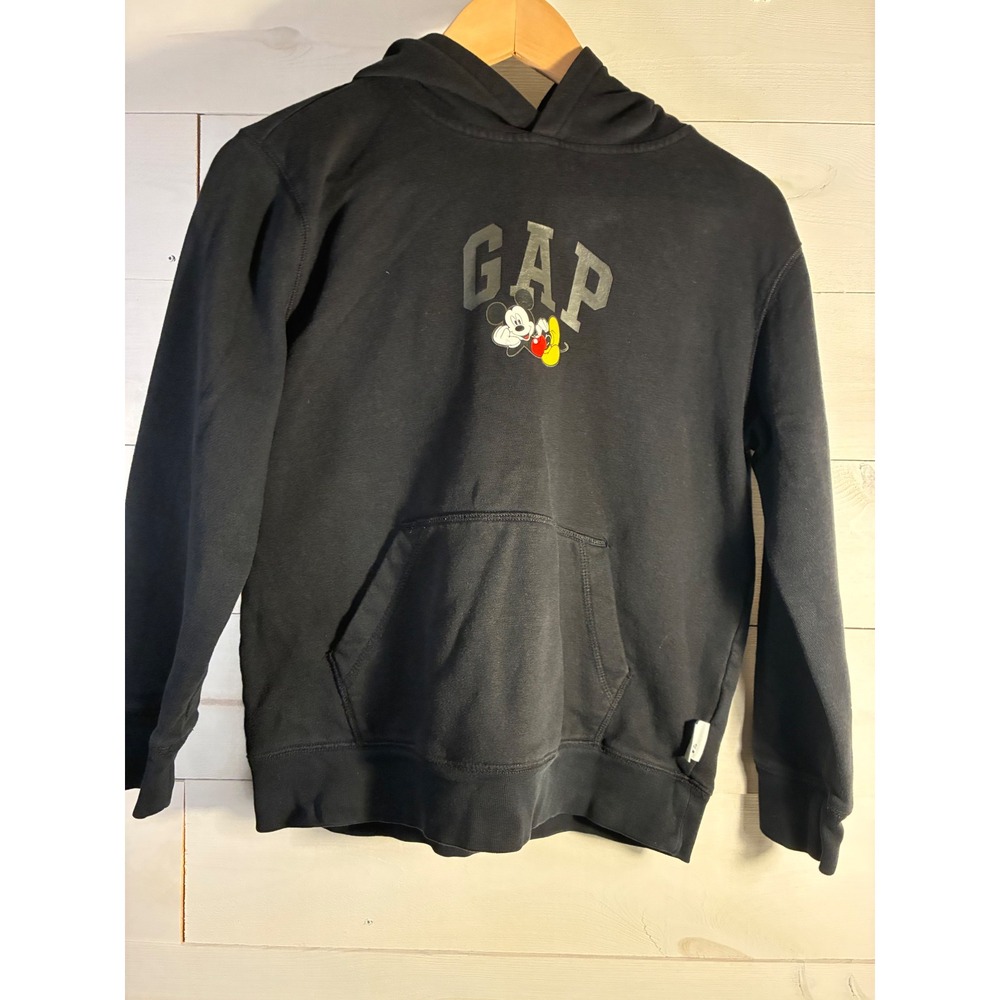 Gap x Disney Mickey Mouse Logo Hoodie Kids Large Black Pullover Sweatshirt
